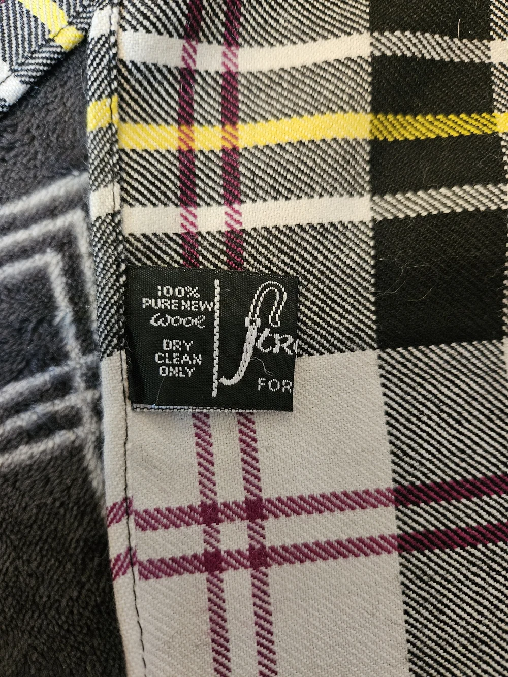 Strathmore Scotland Unisex 100% Wool Scarf  in Black, White, Yellow & Burgundy